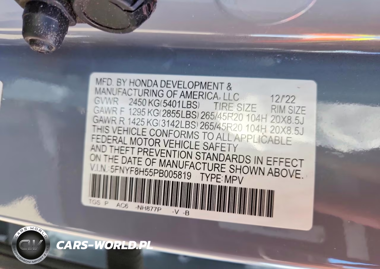 2023 Honda Passport Exl VIN:5FNYF8H55PB005819 - 13