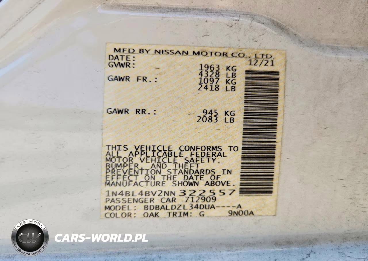 2022 Nissan Altima S VIN:1N4BL4BV2NN322557 - 13