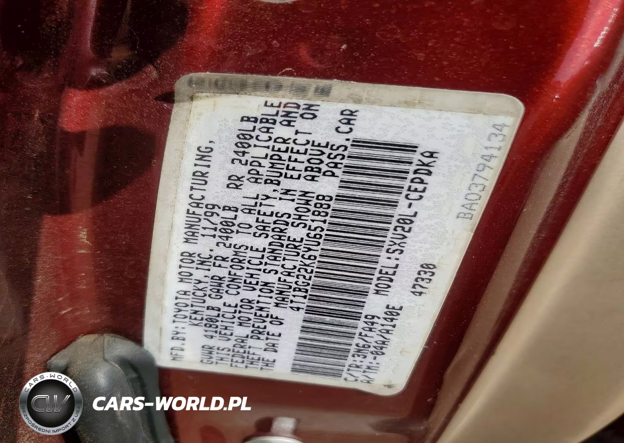 2000 Toyota Camry Ce VIN:4T1BG22K6YU651888 - 12