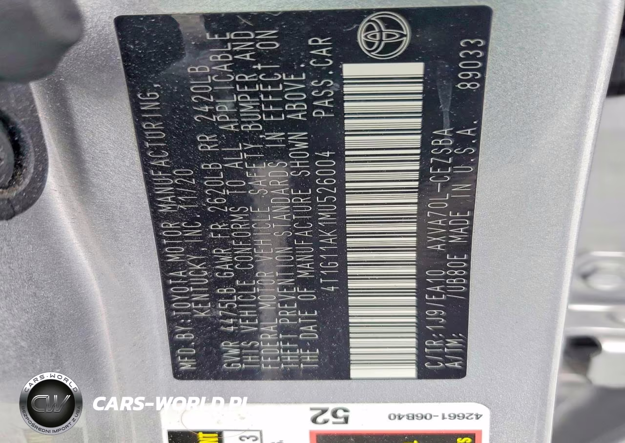 2021 Toyota Camry Se VIN:4T1G11AK1MU526004 - 12