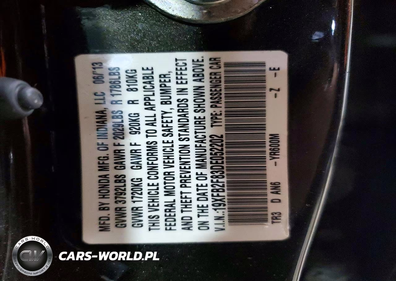 2013 Honda Civic Ex VIN:19XFB2F83DE052202 - 13