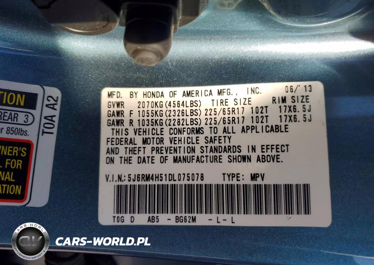 2013 Honda Cr-V Ex VIN:5J6RM4H51DL075078 - 13