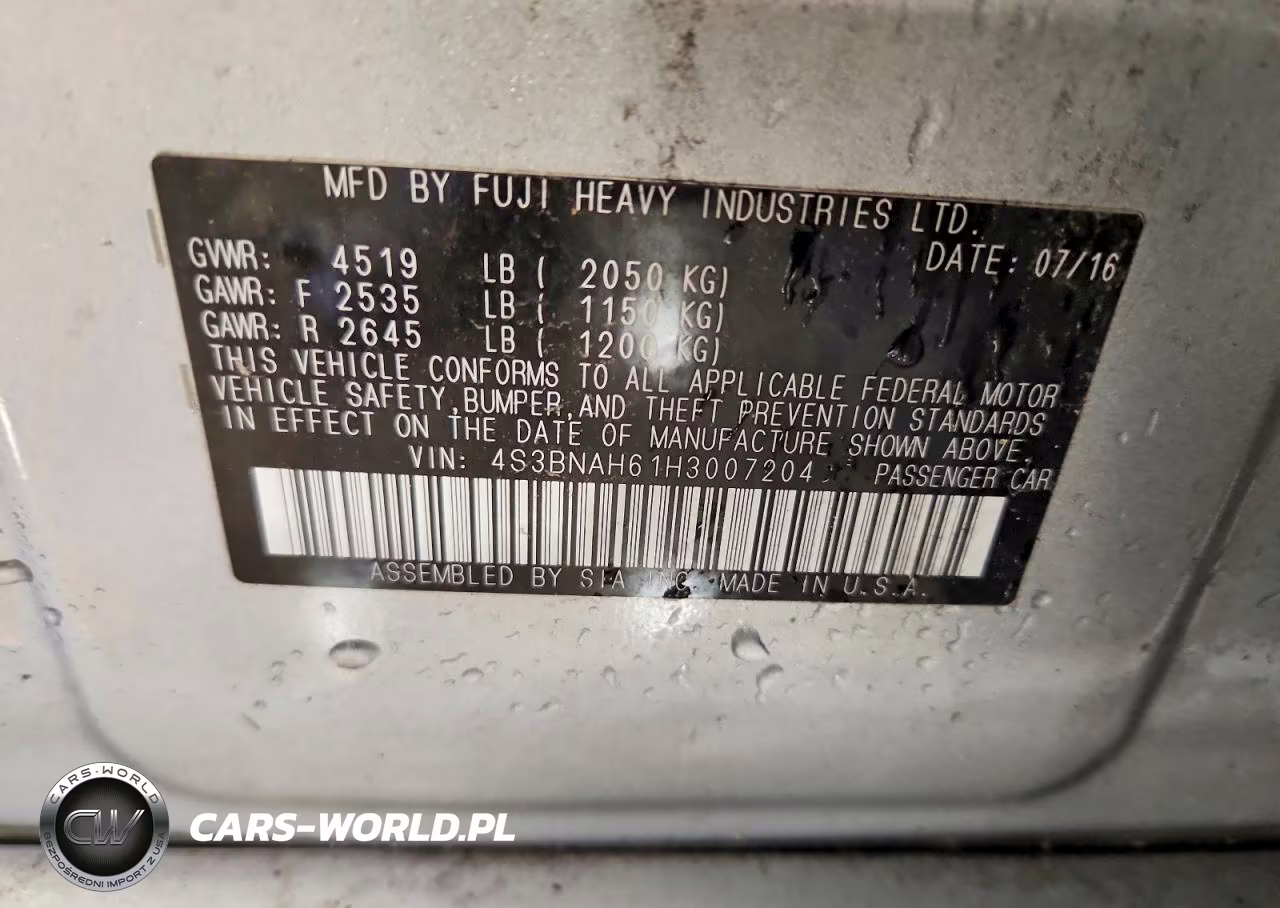 2017 Subaru Legacy 2.5I Premium VIN:4S3BNAH61H3007204 - 13