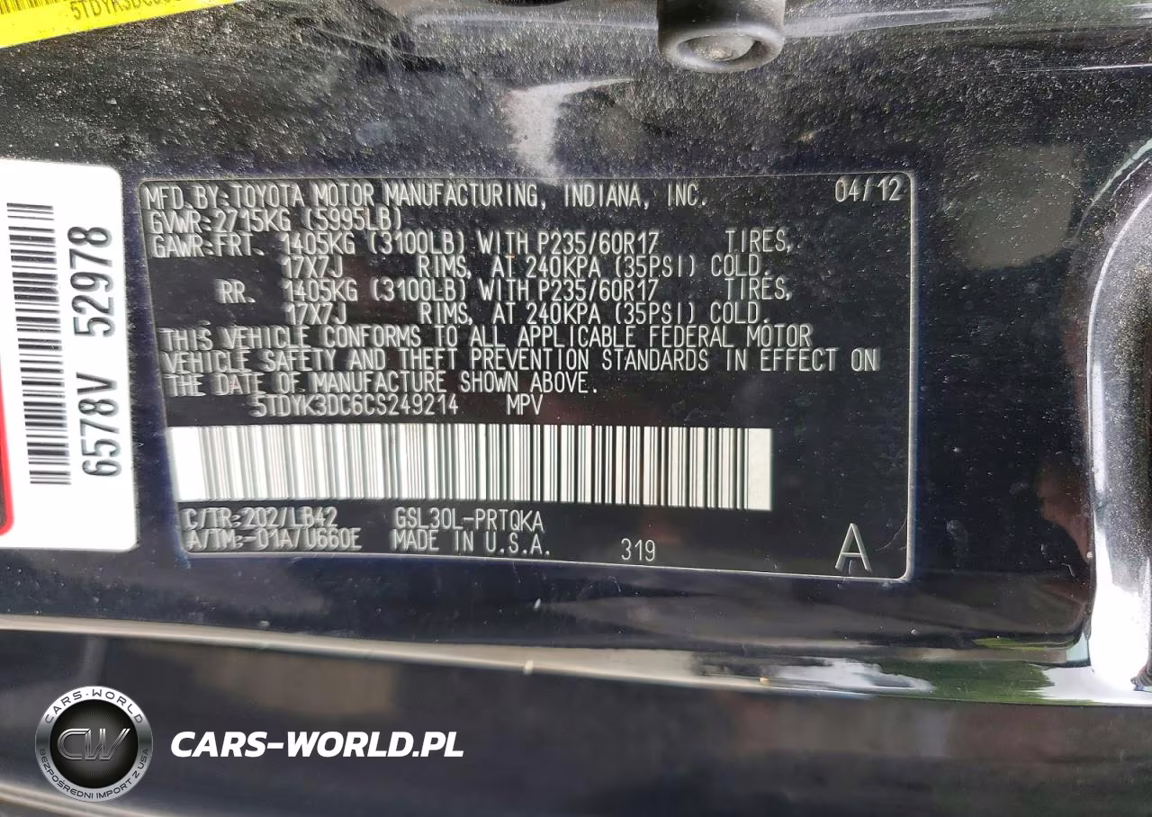 2012 Toyota Sienna Xle 8-Passenger VIN:5TDYK3DC6CS249214 - 14