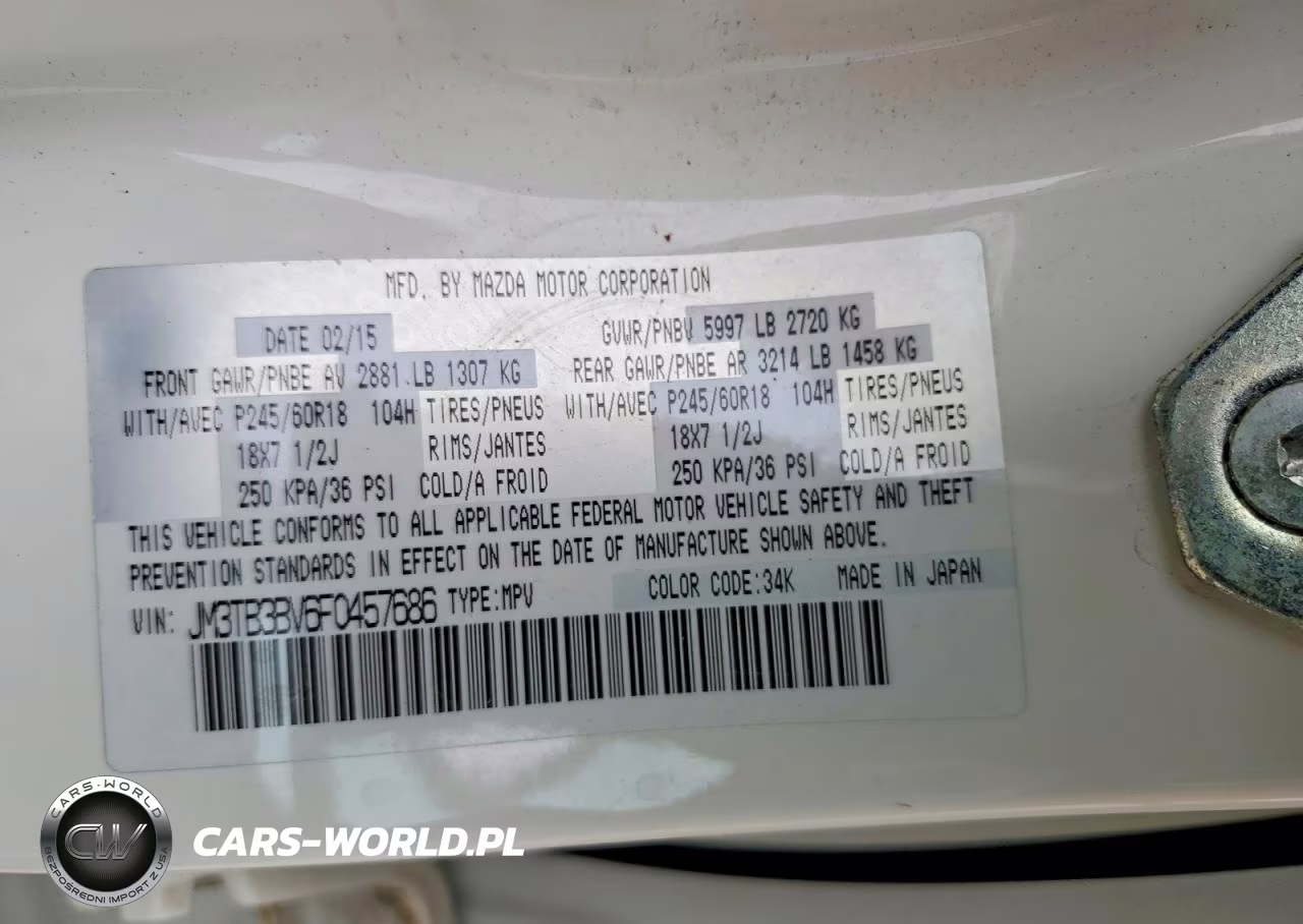 2015 Mazda Cx-9 Sport VIN:JM3TB3BV6F0457686 - 13