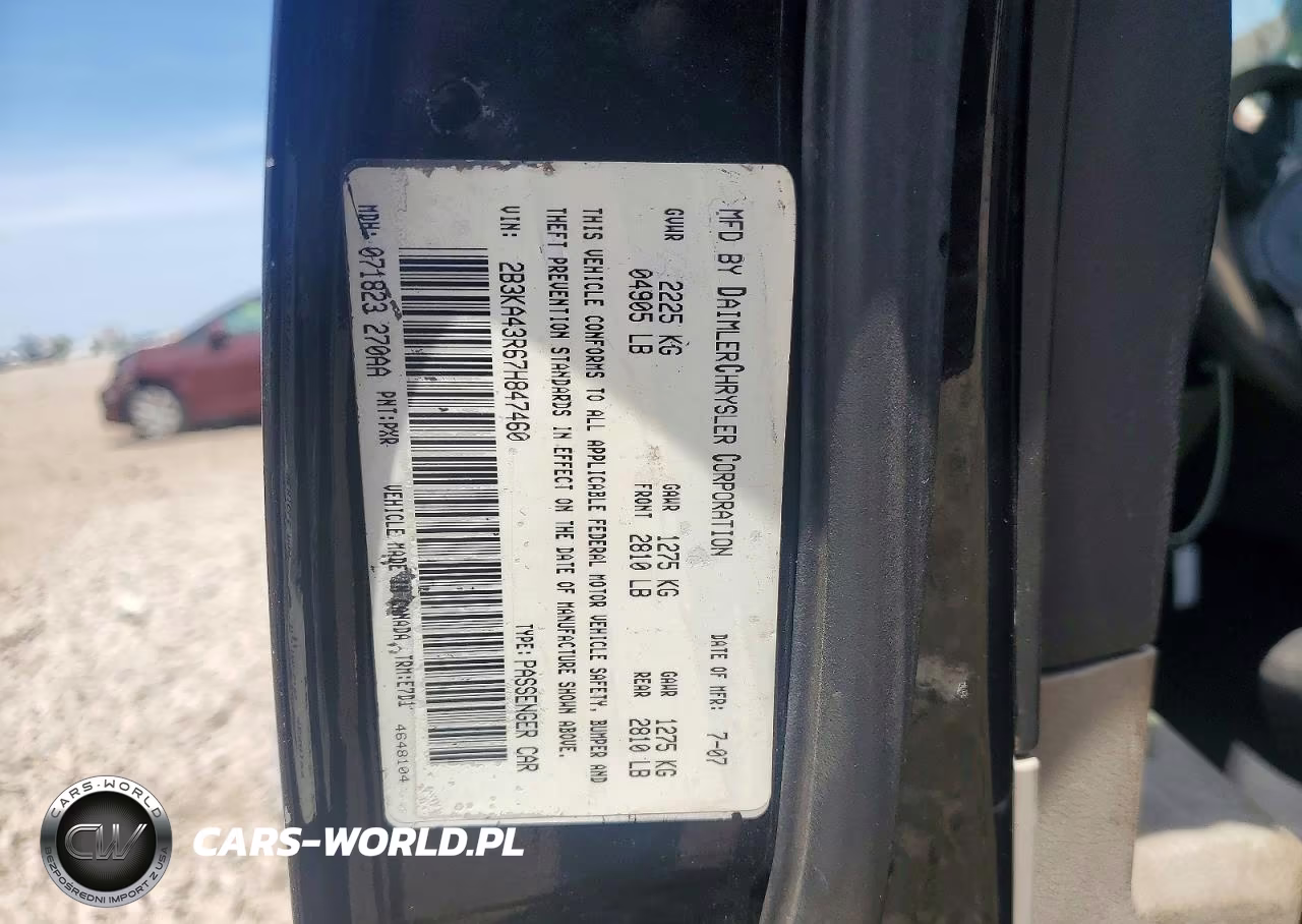 2007 Dodge Charger Se VIN:2B3KA43R67H847460 - 12
