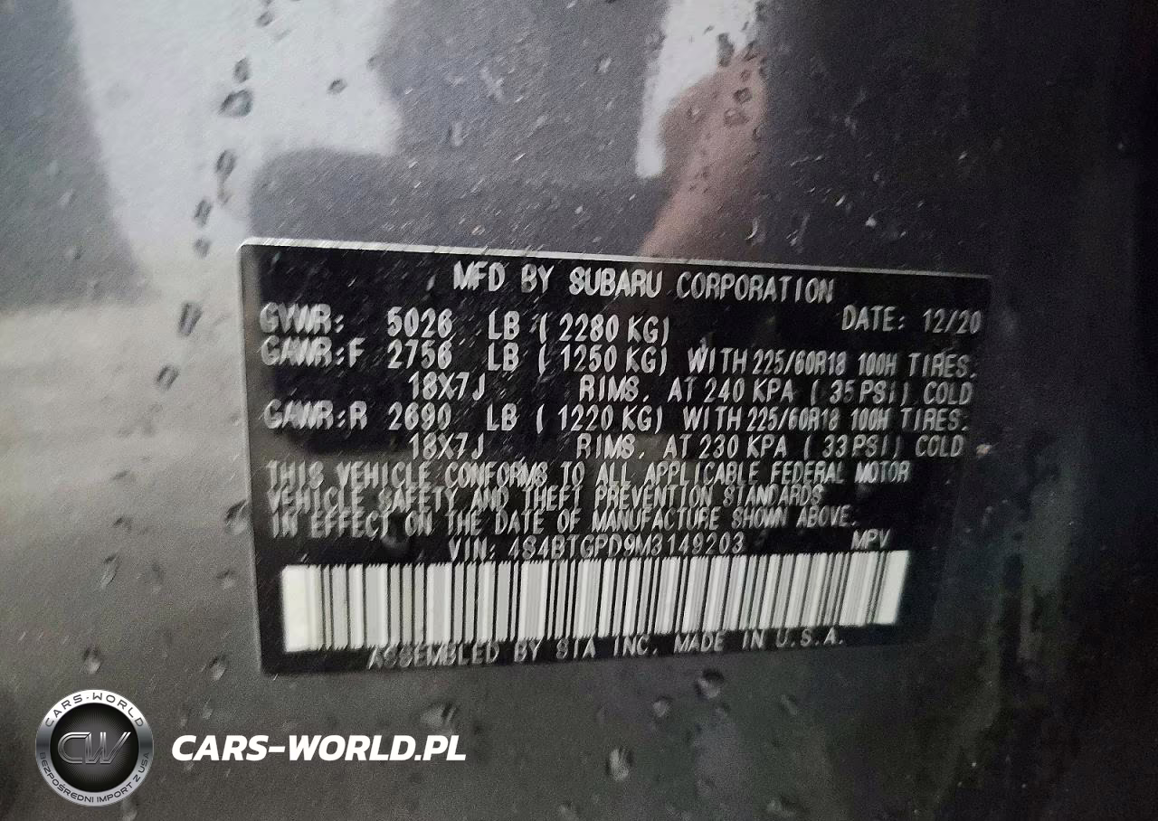 2021 Subaru Outback Touring VIN:4S4BTGPD9M3149203 - 12