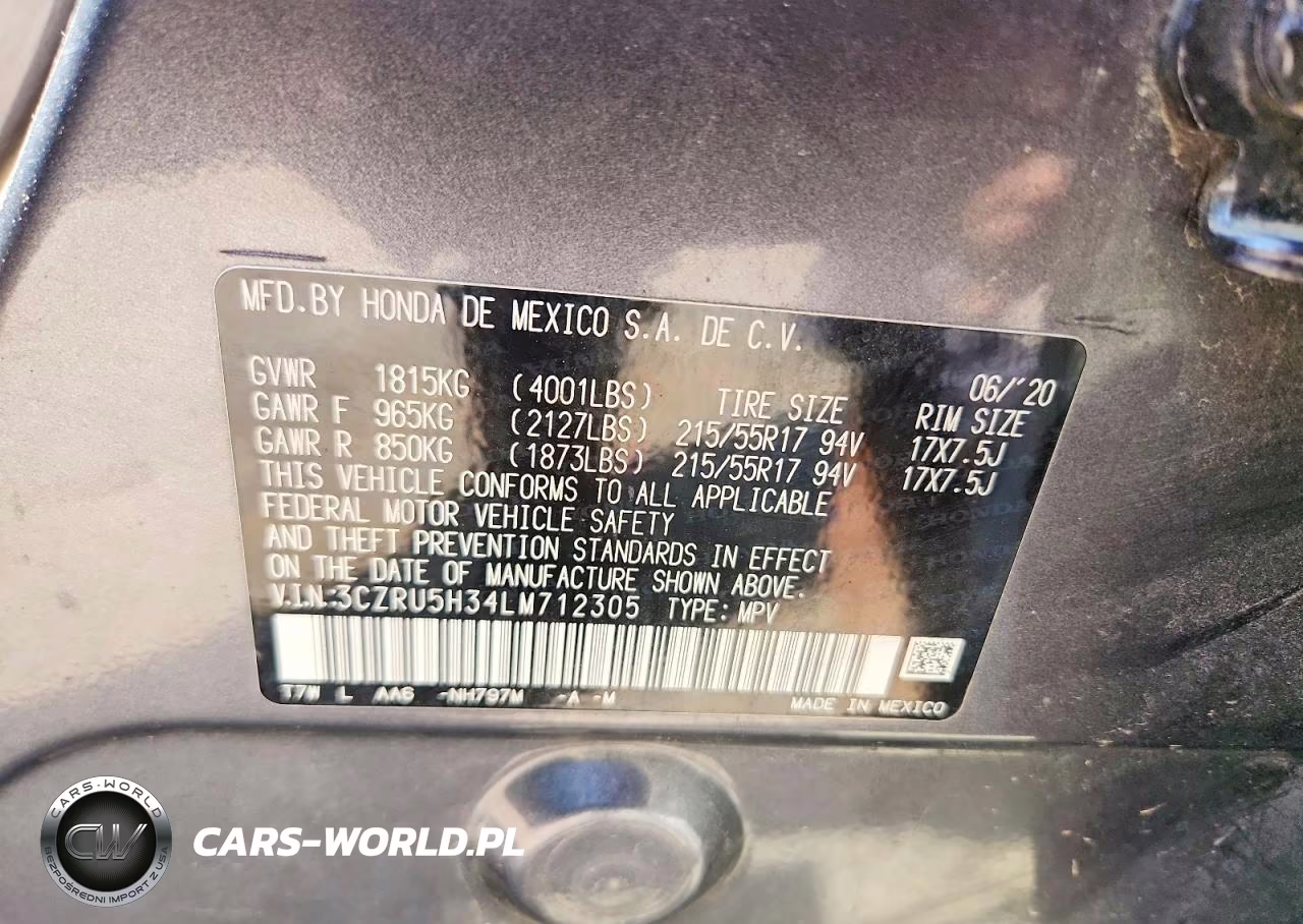 2020 Honda Hr-V Lx VIN:3CZRU5H34LM712305 - 14
