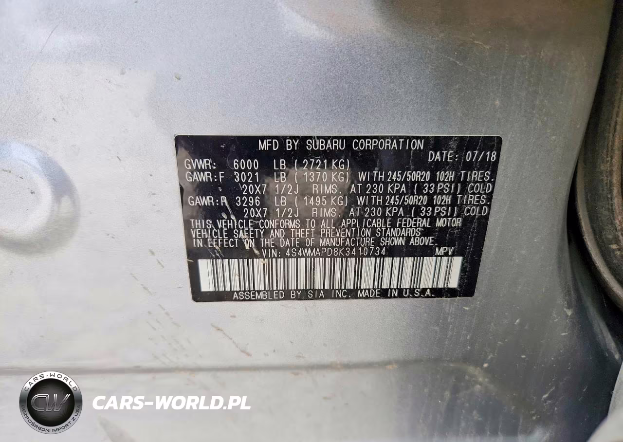 2019 Subaru Ascent Limited VIN:4S4WMAPD8K3410734 - 13