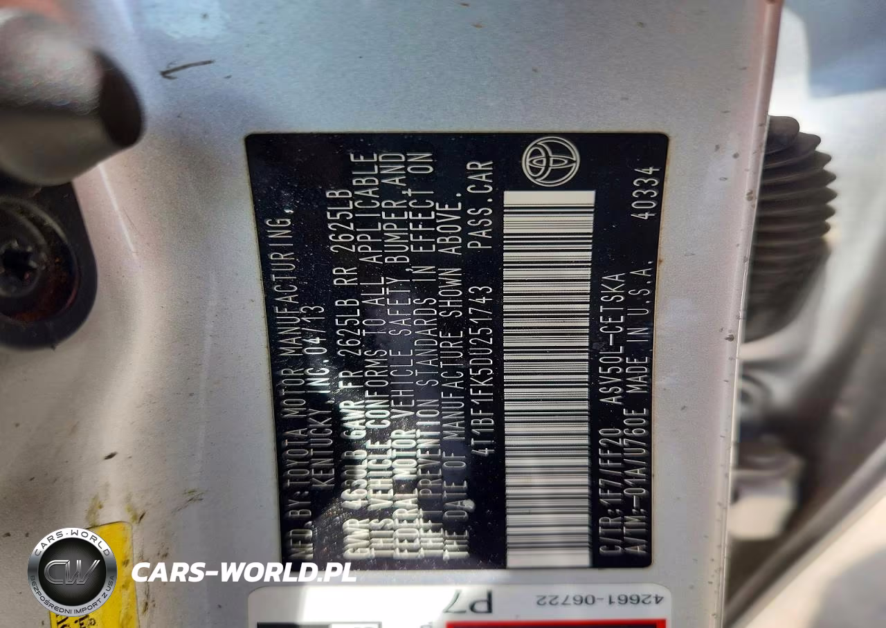 2013 Toyota Camry Se VIN:4T1BF1FK5DU251743 - 12