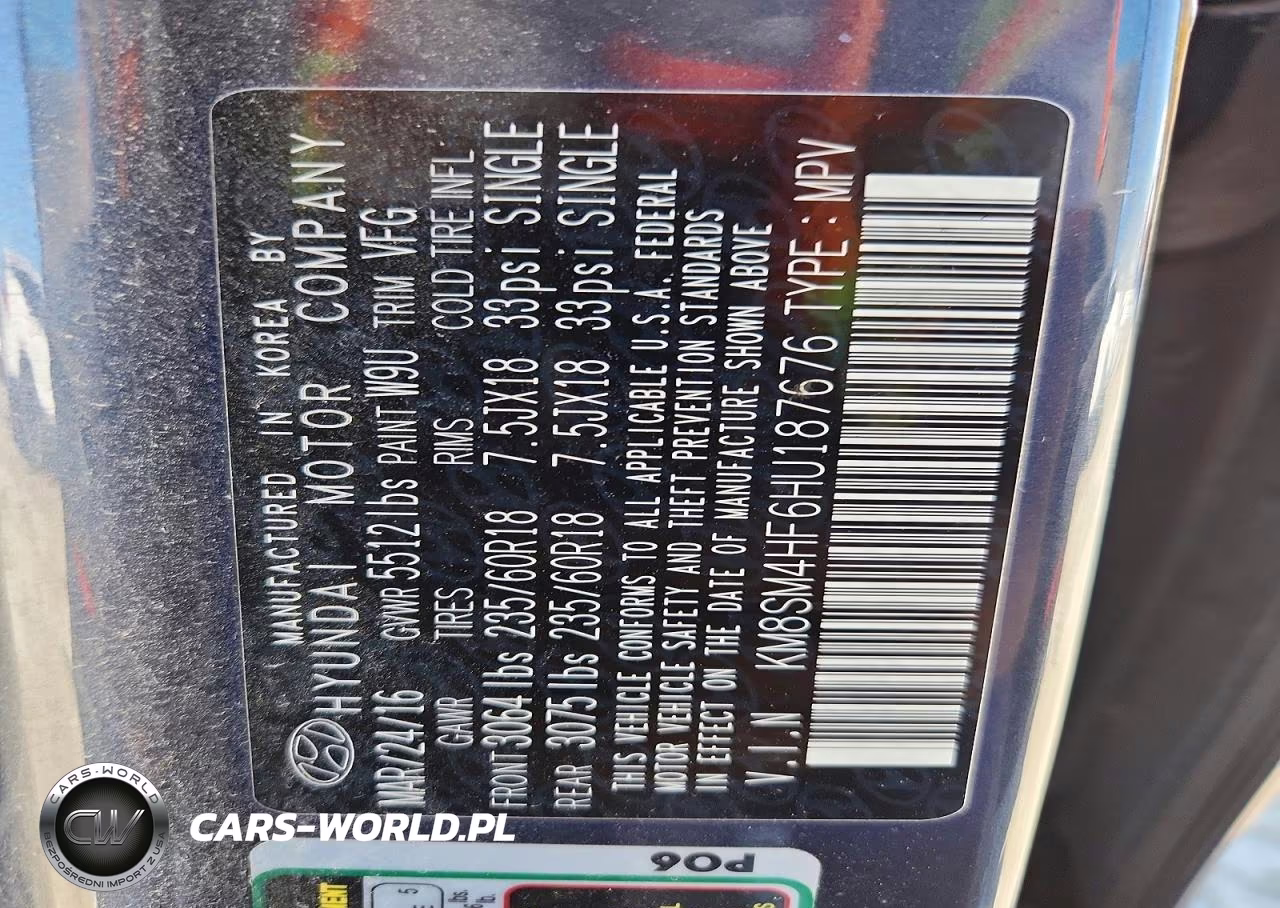 2017 Hyundai Santa Fe Se VIN:KM8SM4HF6HU187676 - 13