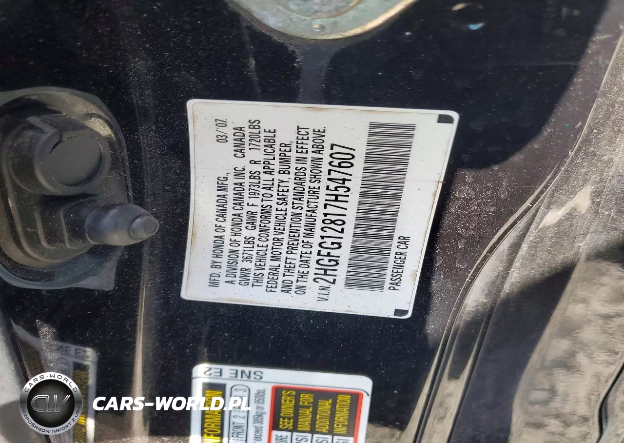 2007 Honda Civic Ex VIN:2HGFG12817H547607 - 13