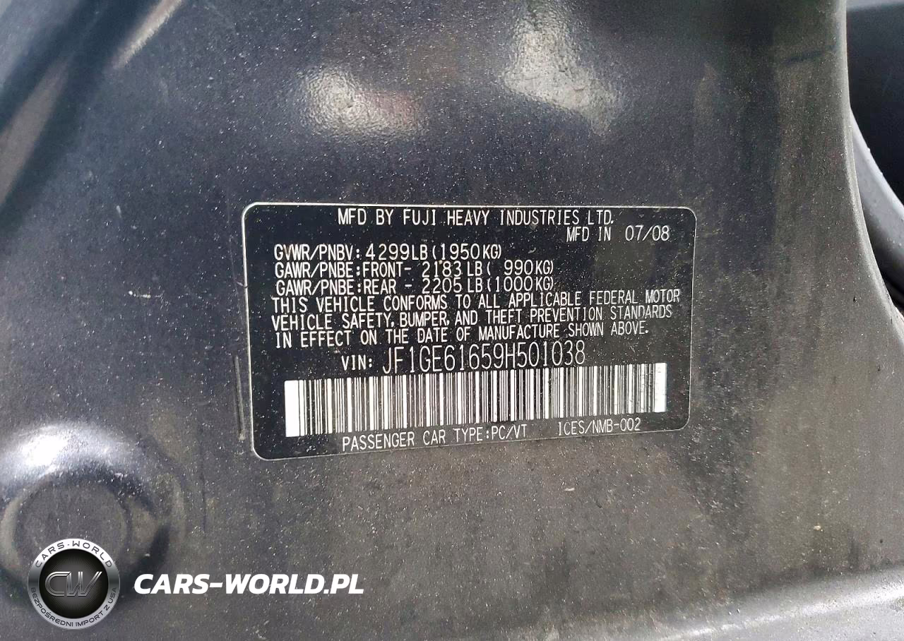 2009 Subaru Impreza 2.5I VIN:JF1GE61659H501038 - 12
