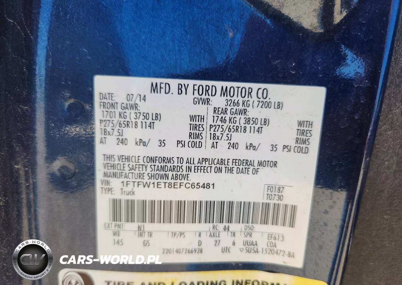 2014 Ford F150 Supercrew VIN:1FTFW1ET8EFC65481 - 12