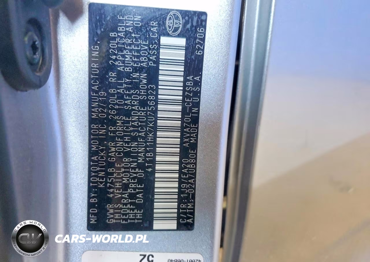 2019 Toyota Camry Se VIN:4T1B11HK7KU756823 - 12