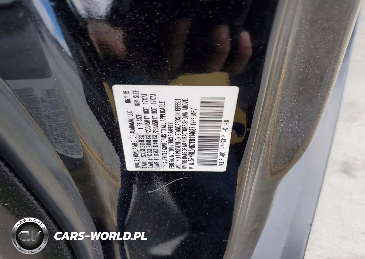 HONDA ODYSSEY EX VIN:5FNRL5H67FB114687 - 13