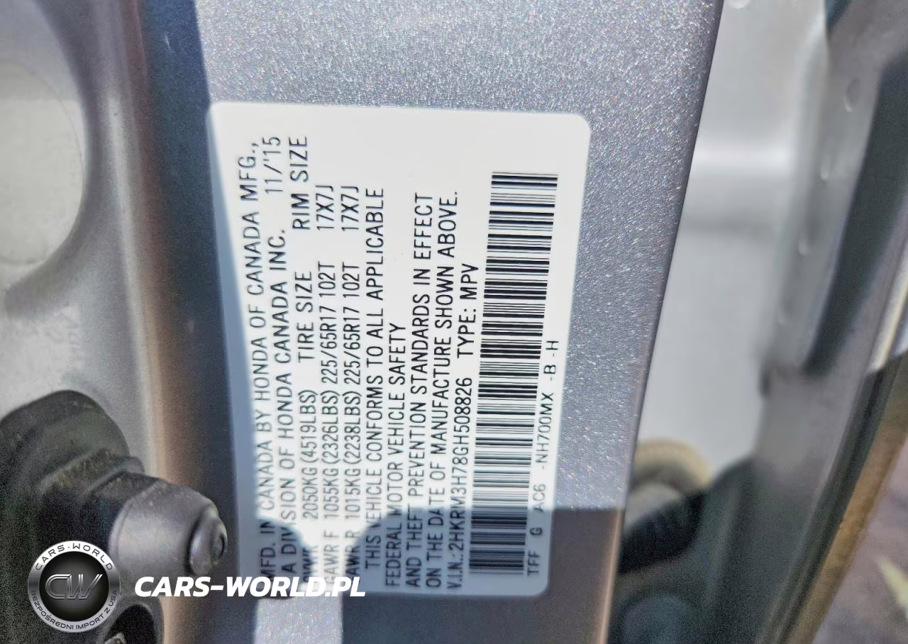 2016 Honda Cr-V Exl VIN:2HKRM3H78GH508826 - 12