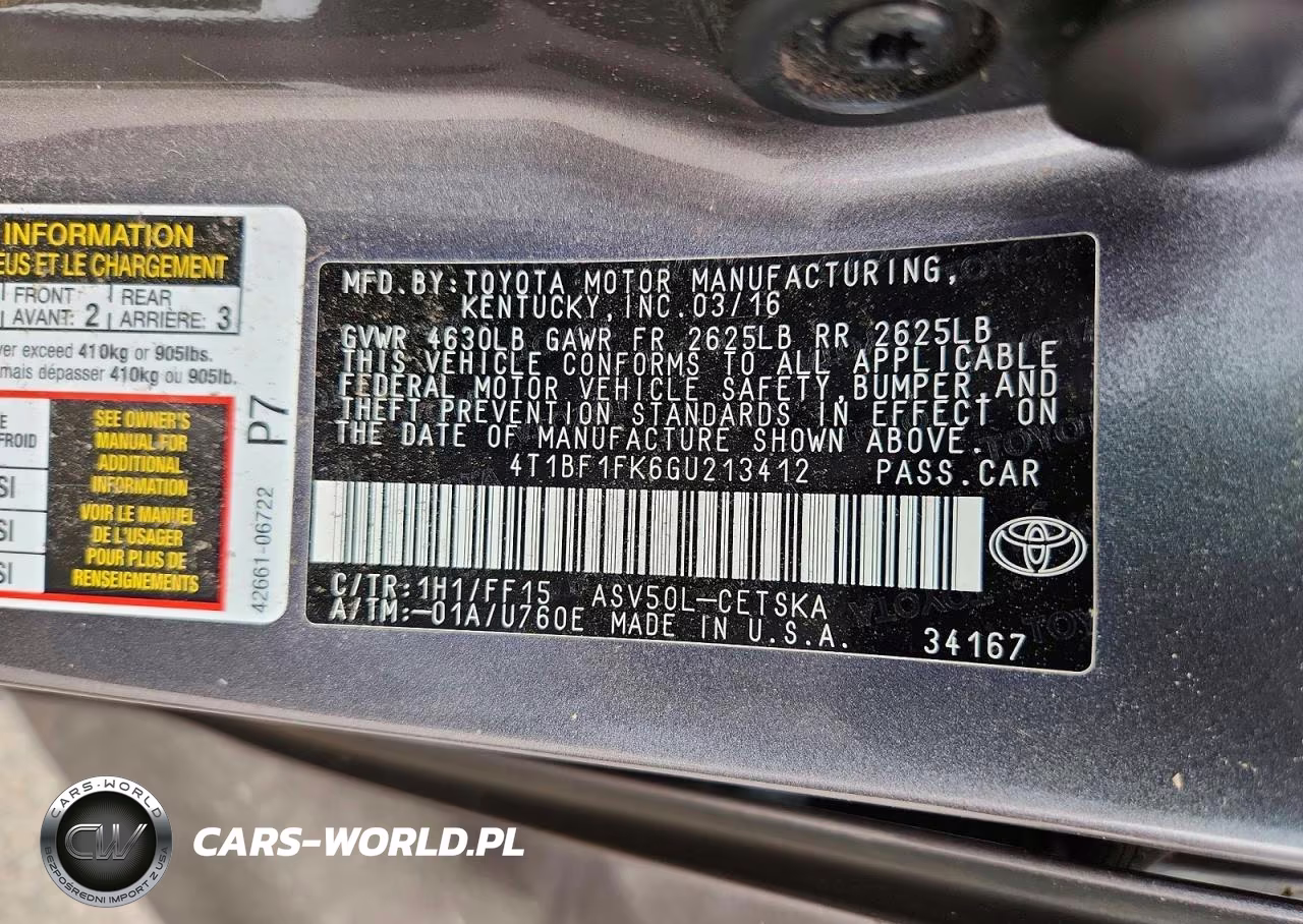 2016 Toyota Camry Se VIN:4T1BF1FK6GU213412 - 12