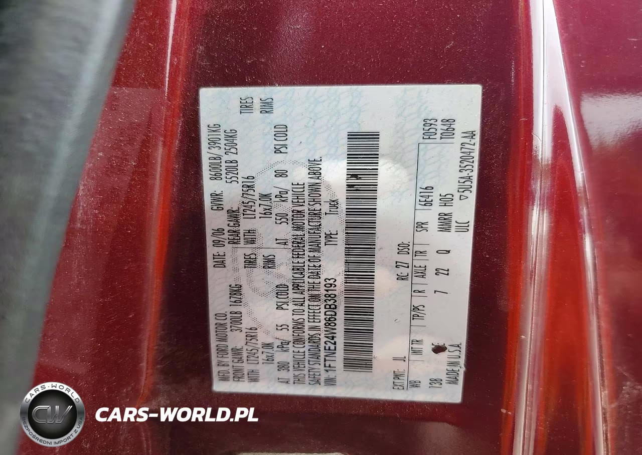 2006 Ford Econoline E250 Van VIN:1FTNE24W86DB38193 - 13