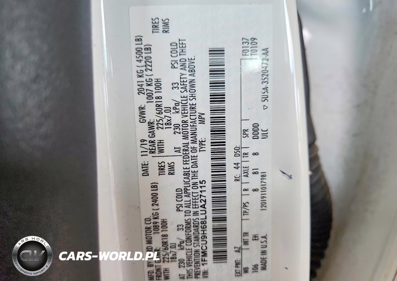 2020 Ford Escape Sel VIN:1FMCU9H68LUA27115 - 14