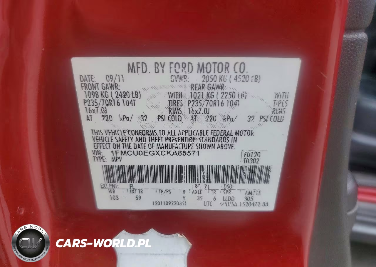 2012 Ford Escape Limited VIN:1FMCU0EGXCKA85571 - 13