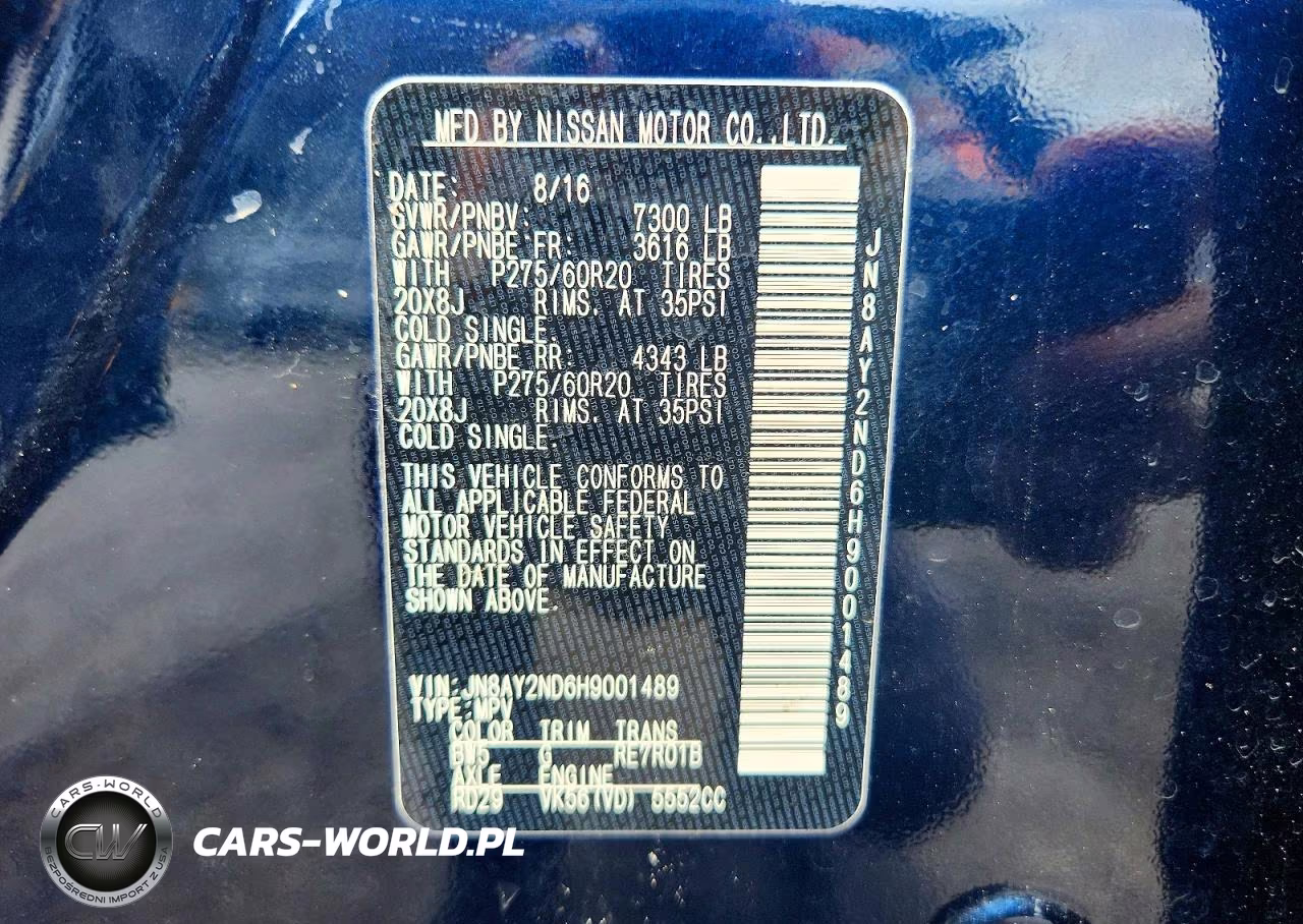 2017 Nissan Armada Sv VIN:JN8AY2ND6H9001489 - 13