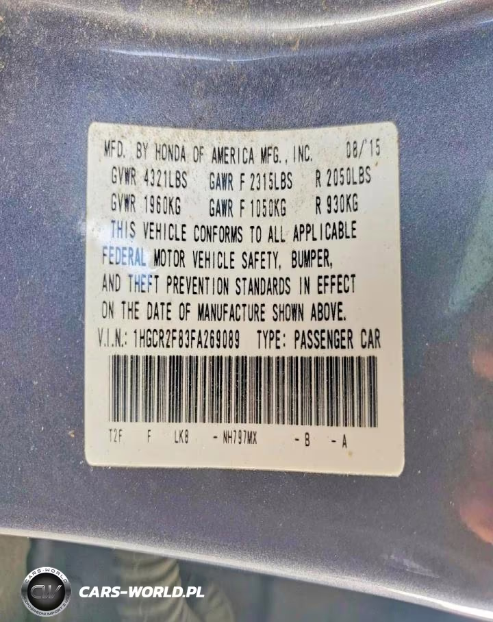 2015 Honda Accord Exl VIN:1HGCR2F83FA269089 - 12