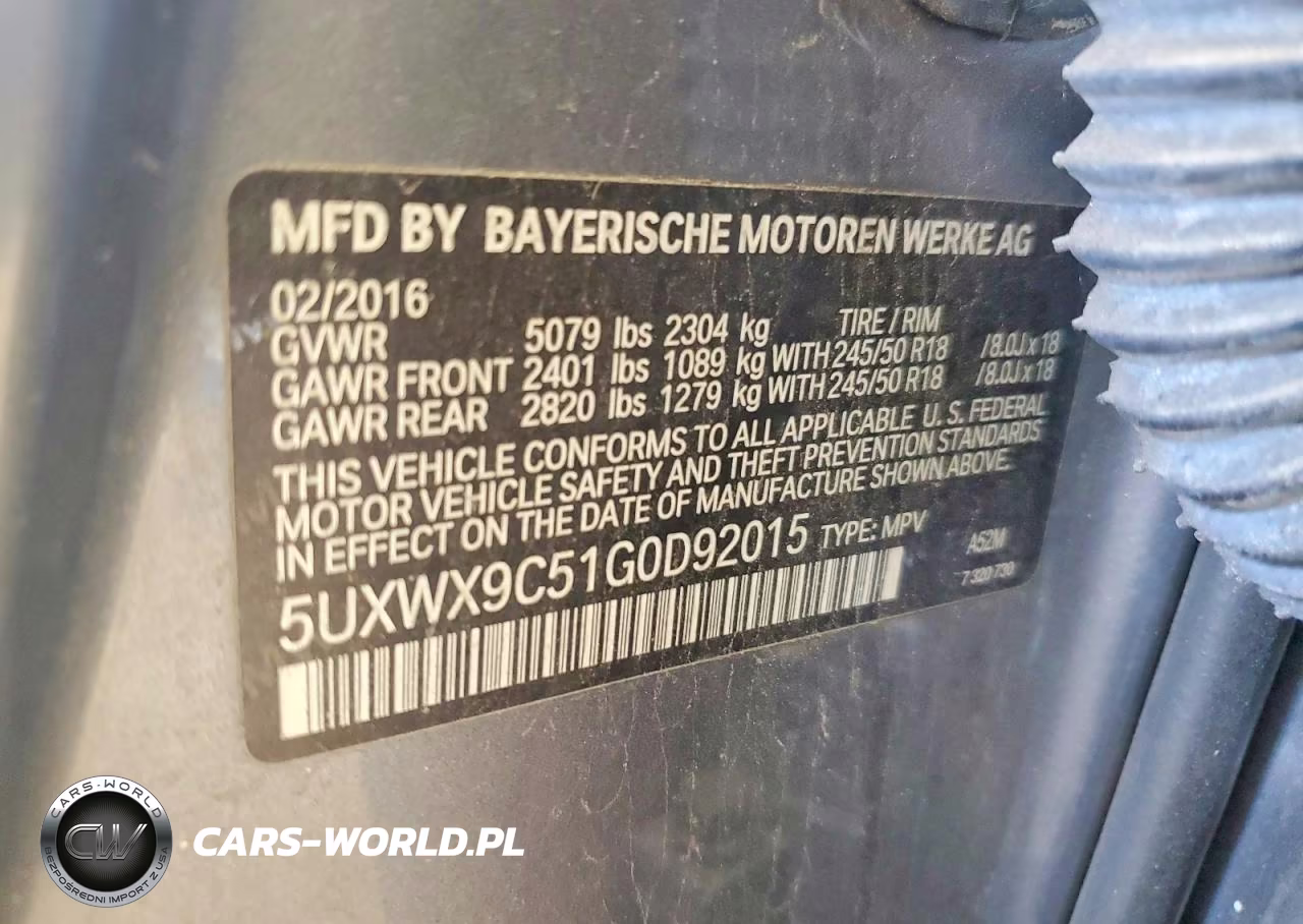 2016 BMW X3 xDrive28I VIN:5UXWX9C51G0D92015 - 13