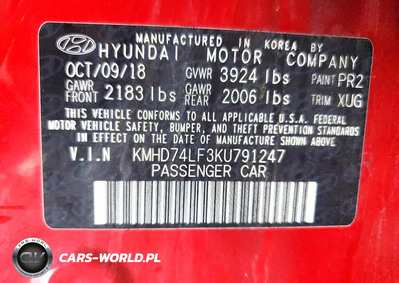 2019 Hyundai Elantra Se VIN:KMHD74LF3KU791247 - 12
