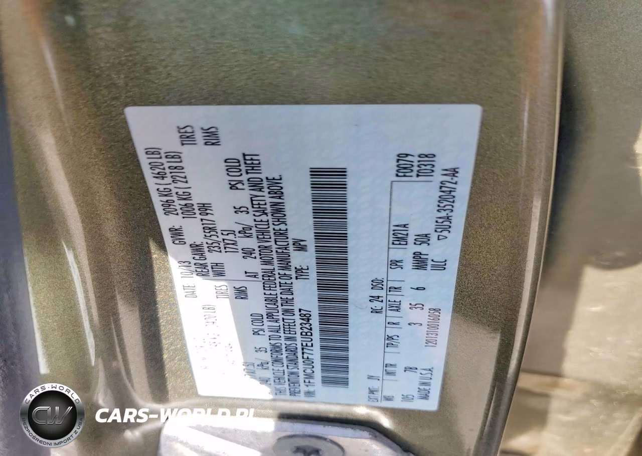 2014 Ford Escape S VIN:1FMCU0F77EUB23487 - 13