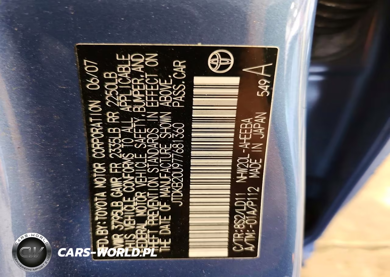 2007 Toyota Prius Base VIN:JTDKB20U977681360 - 12