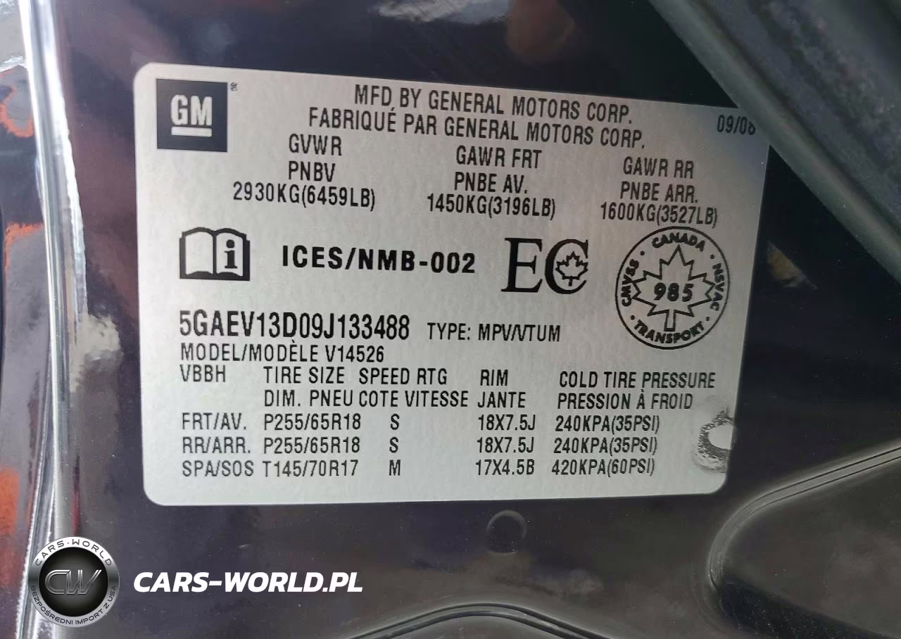2009 Buick Enclave Cx VIN:5GAEV13D09J133488 - 13