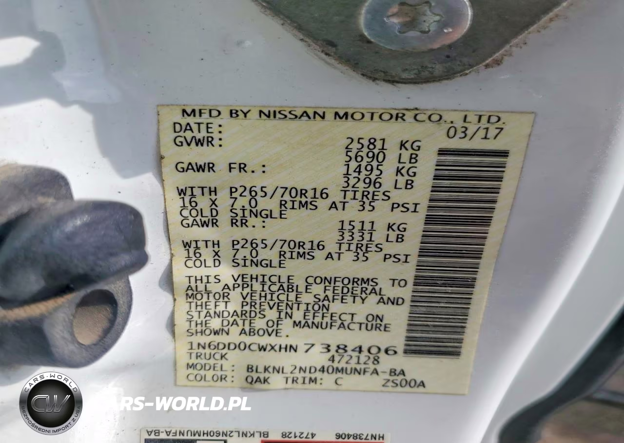 2017 Nissan Frontier Sv V6 VIN:1N6DD0CWXHN738406 - 13