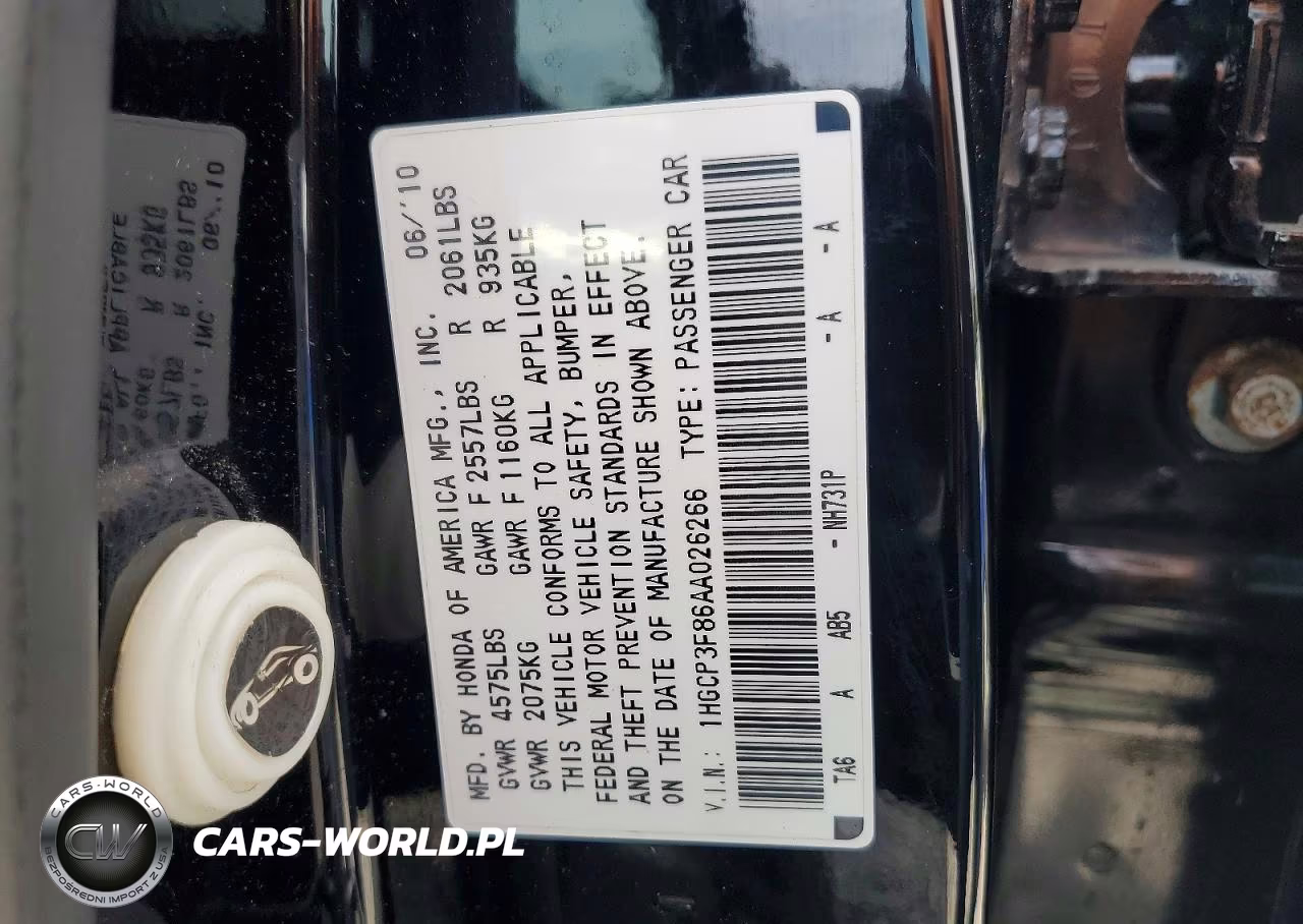 2010 Honda Accord Exl VIN:1HGCP3F86AA026266 - 13