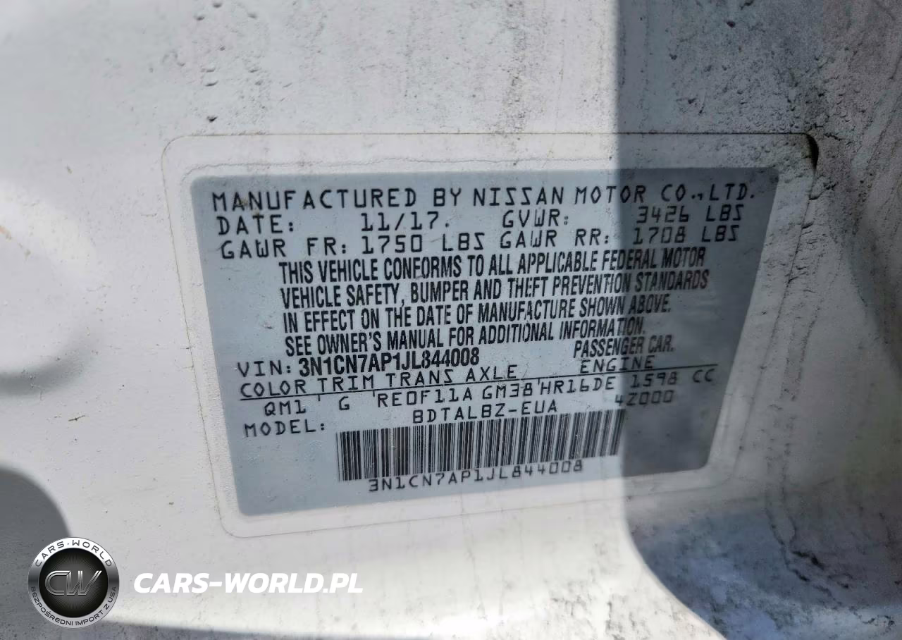 2018 Nissan Versa Sv VIN:3N1CN7AP1JL844008 - 12