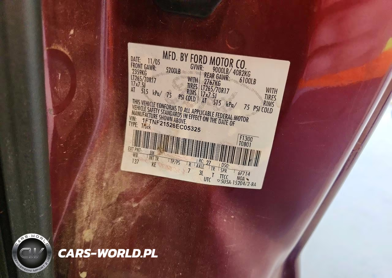 2006 Ford F250 Super Duty VIN:1FTNF21526EC05325 - 12