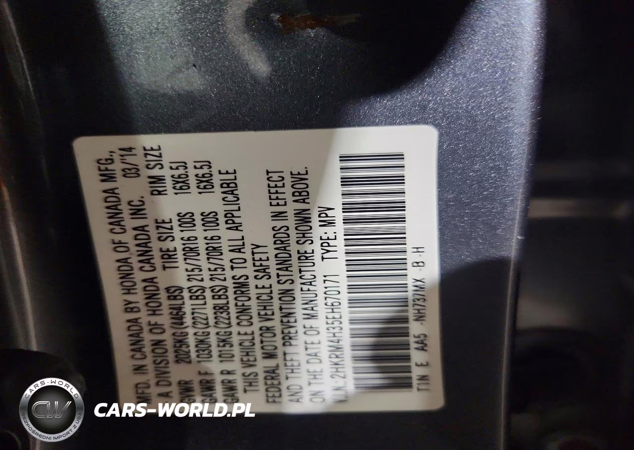 2014 Honda Cr-V Lx VIN:2HKRM4H35EH670171 - 13