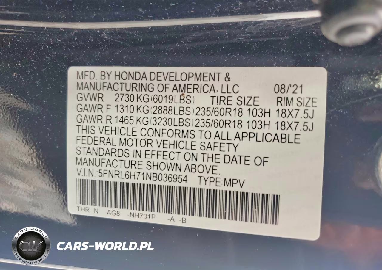2022 Honda Odyssey Exl VIN:5FNRL6H71NB036954 - 13