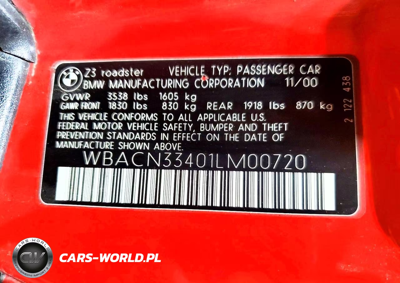 2001 BMW Z3 2.5 VIN:WBACN33401LM00720 - 12