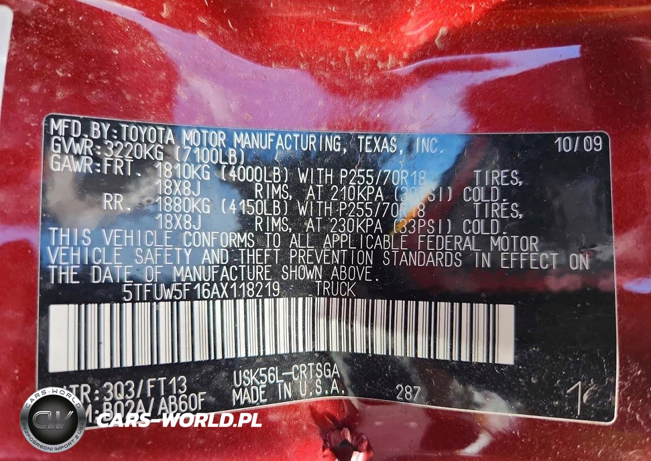 2010 Toyota Tundra Double Cab Sr5 VIN:5TFUW5F16AX118219 - 13