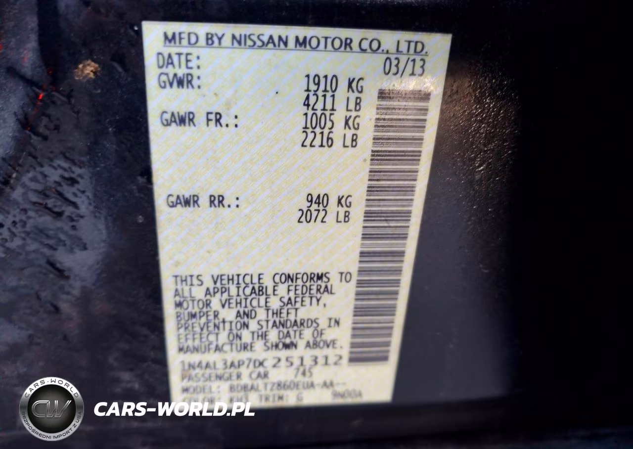 2013 Nissan Altima 2.5 VIN:1N4AL3AP7DC251312 - 12