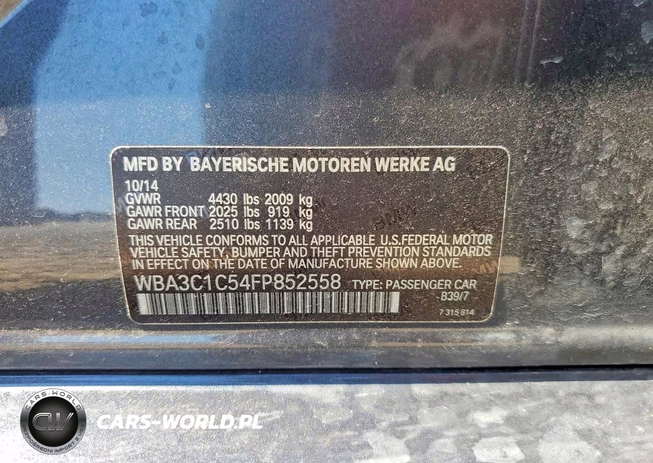 2015 BMW 328 I Sulev VIN:WBA3C1C54FP852558 - 13