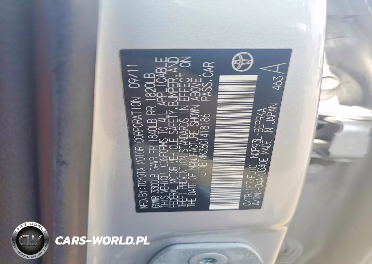 2012 Toyota Yaris Fleet VIN:JTDBT4K36C1418186 - 12