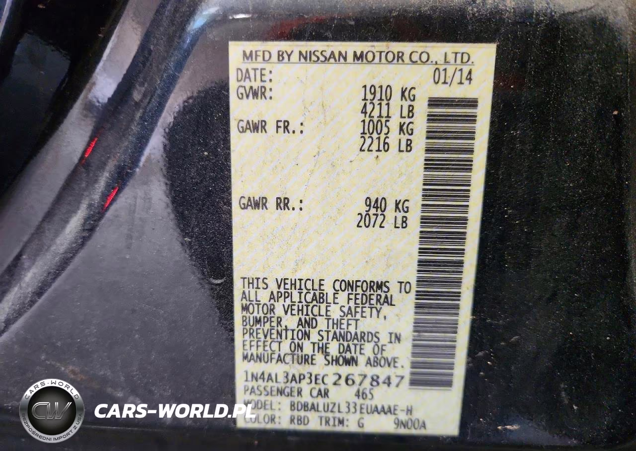 2014 Nissan Altima 2.5 Sv VIN:1N4AL3AP3EC267847 - 12