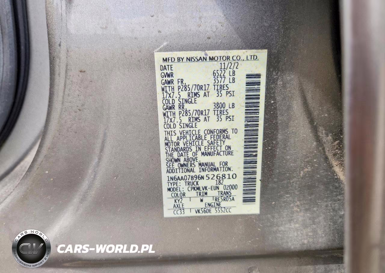 2006 Nissan Titan Xe VIN:1N6AA07B96N526810 - 13