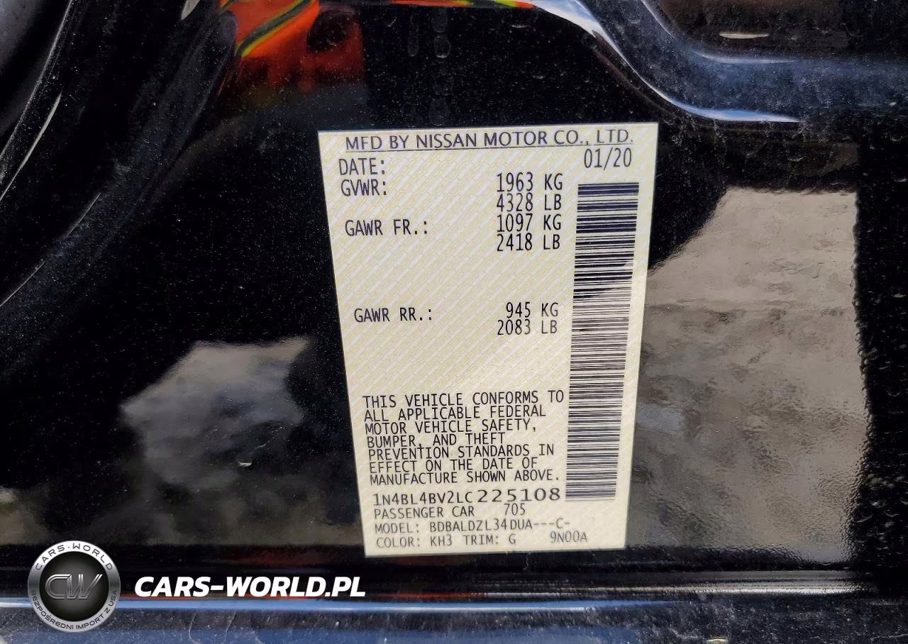 2020 Nissan Altima S VIN:1N4BL4BV2LC225108 - 12