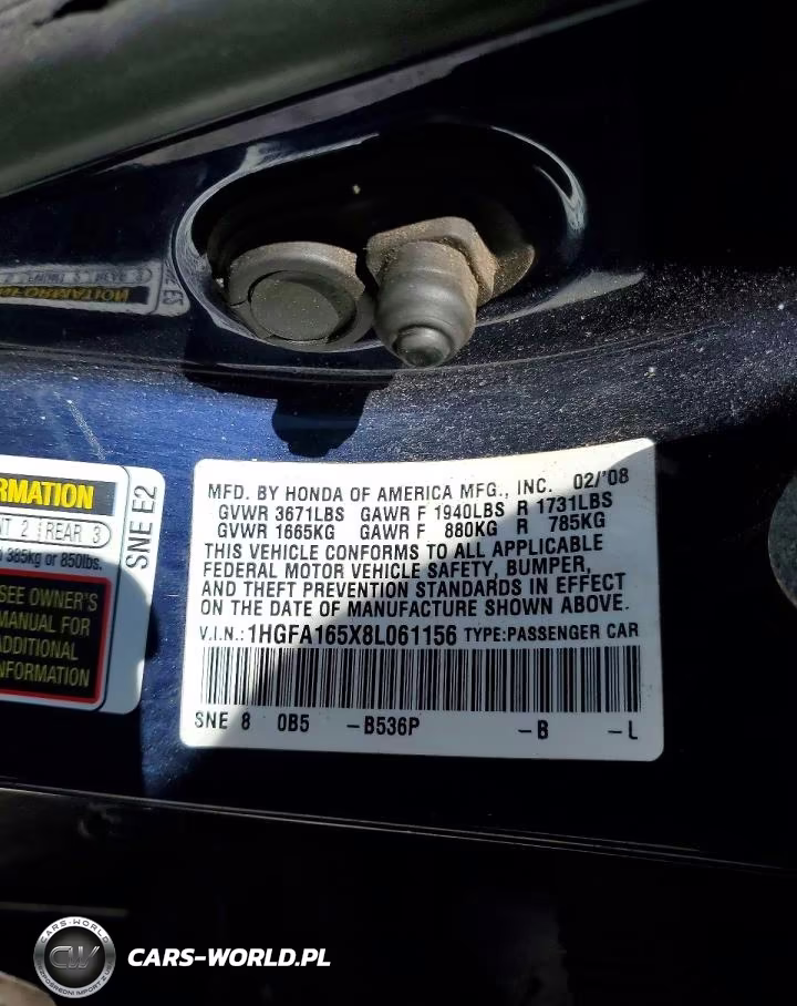 2008 Honda Civic Lx VIN:1HGFA165X8L061156 - 12