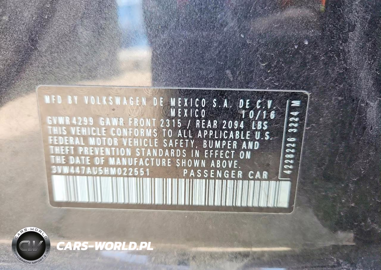 2017 Volkswagen Gti S VIN:3VW447AU5HM022551 - 12