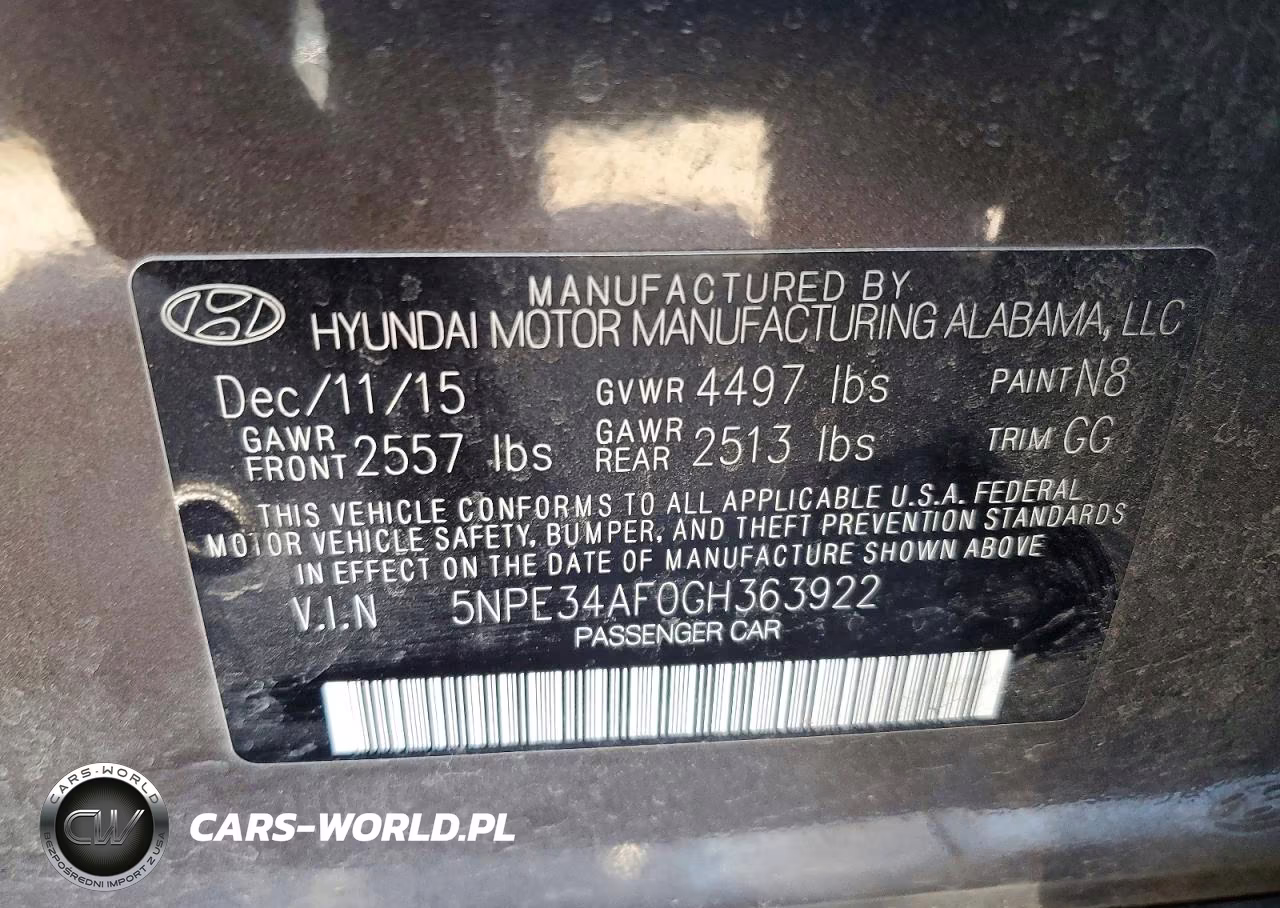 2016 Hyundai Sonata Sport VIN:5NPE34AF0GH363922 - 12