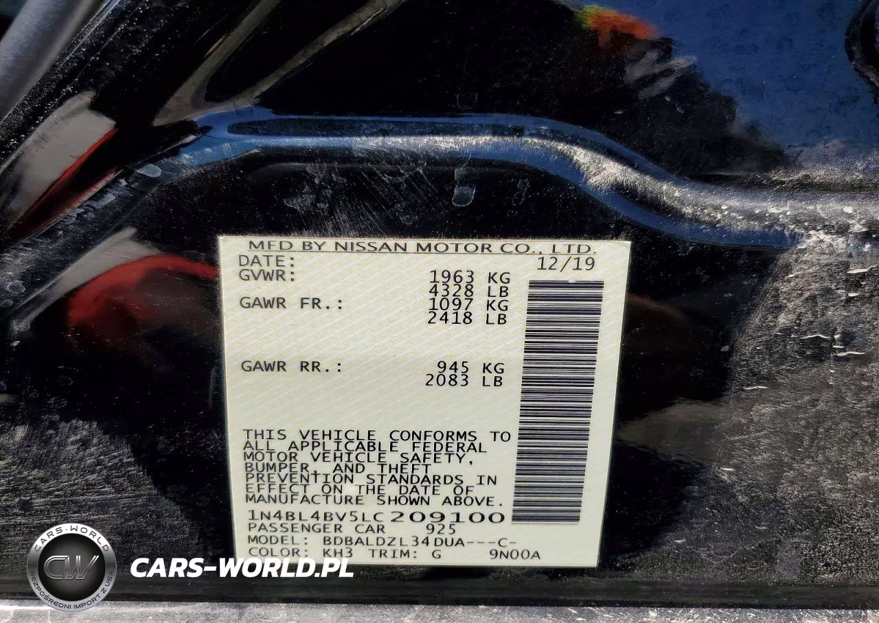 2020 Nissan Altima S VIN:1N4BL4BV5LC209100 - 12